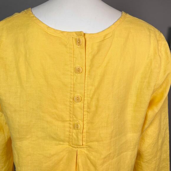 Flax top medium linen pullover yellow tunic NWT office lagenlook - Picture 12 of 14